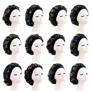 Gorro de Satén con Estampado de los 12 Signos del Zodiaco, Personalizable con Logotipo, Talla Extra Grande, para Dormir, Uso Diario en Exteriores, para Mujeres, Cuatro Estaciones - Product Image 2