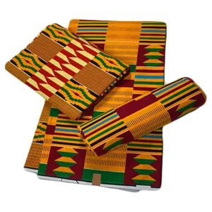 Großhandel weicher kundenspezifischer druck 6 yard kitenge damenkleid mode stoff afrikanische baumwolle stoff afrikanische kente batik wachsdruck stoff