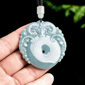 Colgante de Jadeíta Natural con los Doce Signos del Zodiaco, Oveja, Jade Azul Agua, Diseño Original UNISEX, Regalo con Certificado de Tasación DW116 - Product Image 3