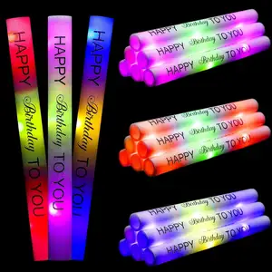 Flashing Foam Glow Sticks Custom Bulk RGB Led GLOW Foam Sticks Glow Bat Blue 3 Modes Light Up Wedding Favors Foam Cheer Sticks