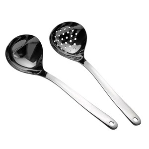 Ensemble de louches à soupe et cuillères ajourées à long manche en acier inoxydable, ustensiles de cuisine pour fondue, légumes et bouillies - Product Image 5