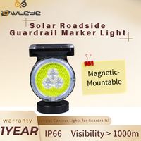 Feu de signalisation solaire pour garde-corps routier – Lumière LED clignotante automatique pour barricades et film réfléchissant – Sécurité routière pour garde-corps