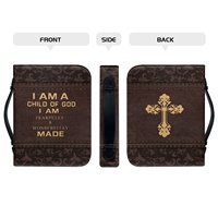 Couverture de Bible en cuir pour hommes et femmes avec une grande capacité d'impression et de planification à la demande Poignée de couverture Fermeture à glissière Fentes pour stylos Poches Bible Bag