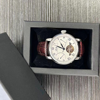 Montre Automatique Mécanique Analogique de Luxe en Acier Inoxydable MIYOTA, Bracelet en Cuir, Cadran en Verre, Style Simple Tendance Affaires pour Hommes