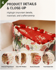 Eco-friendly Foldable Paper Cake <b>Box</b> with Transparent Window <b>Floral</b> Decorative <b>Box</b> for Mother's Day and Surprise Gift - Product Image 4