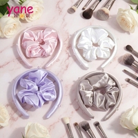 Set Ikat Rambut Satin dengan Bandana Mutiara, Aksesoris Rambut untuk Pemakaian Sehari-hari, Hadiah Pesta