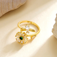 Bague d'ouverture élégante en laiton micro-infusé avec bijoux en zircon.