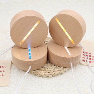 Cadeau créatif Base de lampe LED 3D avec câble USB Cadeau de Noël Cadeau d'anniversaire Base de lampe en bois pour acrylique - Product Image 4