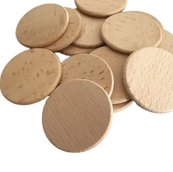 Custom Laser Cut beech blank wood discs chips round card diy craft