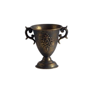 Vase en métal de style campagnard français avec poignée, pot à fleurs décoratif en or antique pour la décoration de bureau et de la maison - Product Image 5
