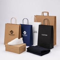Sacs en papier kraft personnalisés de luxe pour cadeaux, sacs de shopping imprimés en blanc et brun avec logo personnalisé, vente en gros