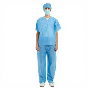 بيع بالجملة مخصص ملابس المستشفى غير منسوجة أو <span class=keywords><strong>Sms</strong></span> أو Pp + pe/pp قصيرة الأكمام مفتوحة الظهر موحدة للاستعمال مرة واحدة - Product Image 1