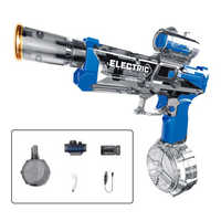 Pistolet à eau électrique automatique avec lumières de flamme réalistes, lanceur d'eau à tambour haute capacité, jouet de tir extérieur estival pour enfants