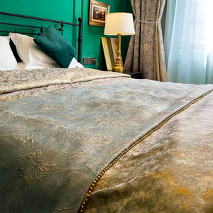 2025 màu be cao Mật độ sợi dọc vải với các chi nhánh và lá mới Jacquard phòng khách rèm cửa ánh sáng ngăn chặn sự riêng tư rèm cửa - Product Image 4