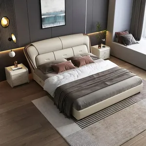 سرير خشبي فاخر جميل وبسيط حجم كبير سرير توأم بطابقين سرير مفرد حديث مع دروج للتخزين للكبار