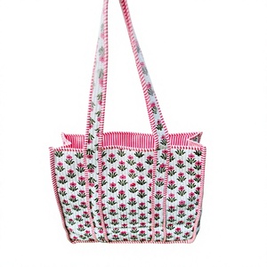 Sac fourre-tout matelassé en coton imprimé bloc indien pour femme grand sac à main chaîne ouverte pour voyage anniversaire/idée cadeau de noël pour elle - Product Image 1