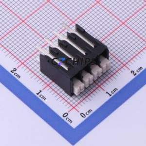 JL212V-35004B01 Spring Terminal Block Through hole Component (THT),P=3.5mm Connector 1x4P 3.5mm Black Through Hole - Product Image 1