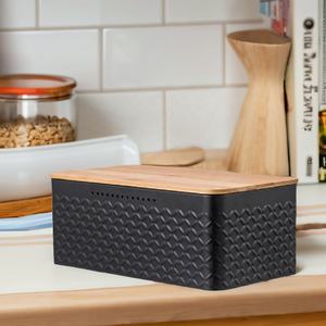 Scatola per il pane in metallo in ferro da cucina contenitore per il pane contenitore di <span class=keywords><strong>latta</strong></span> con coperchio in bambù porta cestino per il pane - Product Image 5