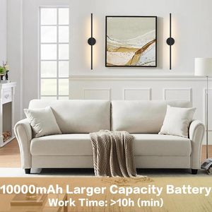 Hot Sell Modern Dimmable Touch Control Black <b>Wall</b> <b>Sconces</b> 350 Rotate 3000K LED Wireless 5000mAh Battery Operated Line <b>Wall</b> Lamp - Product Image 3