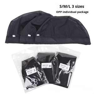 Gorro de Peluca de Red de Encaje Negro al por Mayor, Malla <span class=keywords><strong>El</strong></span>ástica de Spandex con Metal <span class=keywords><strong>para</strong></span> Hacer Accesorios de Peluca, Empaquetado en Bolsa - Product Image 5