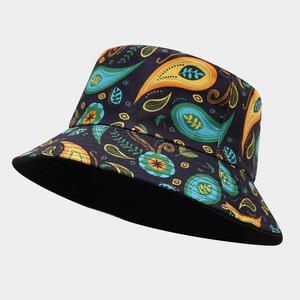 2025 New Arrival Spring Summer Retro Fashion Reversible Bucket Hat Cashew Flower Pattern Digital Printing <b>Sunscreen</b> Bucket Hat - Product Image 2