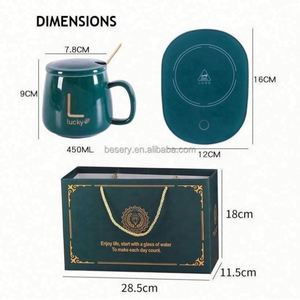 Promotional Corporate Business Souvenir Bone China <b>Smart</b> Temperature Control Electric Coffee <b>Mug</b> Heating Warmer Custom Logo - Product Image 3