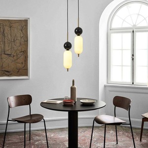 Modern Minimalist Pendant <b>Light</b> Black Marble Design Adjustable Height LED Chandelier For Home Dining Room Bedroom - Product Image 3