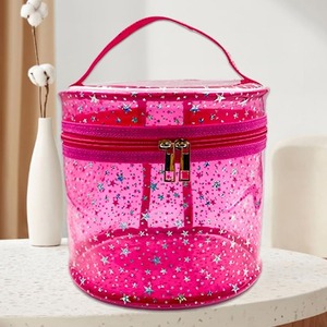 Customized Star Pattern Clear PVC Handbag Waterproof and Durable with Zipper Closure Fashionable Portable <strong>Cosmetic</strong> <strong>Bag</strong> - Product Image 1