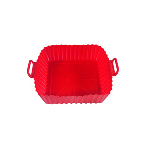 Compatible Food Grade <b>Square</b> Air Fryer Silicone Plate with Two Handles - Product Image 2