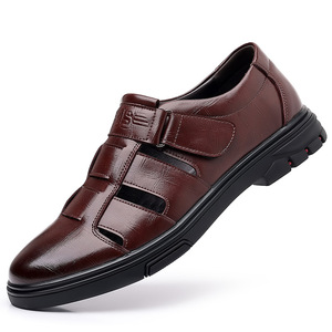 Sandalias de Cuero Genuino para Hombre, Transpirables, Casuales, con Punta Cerrada, Cierre de Velcro, Suela de Goma, Forro de Malla, Hechas en China - Product Image 5