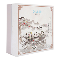 Caja Rígida Premium con Diseño de Pintura Tradicional, Inserto de EVA Precortado y Grabado en Relieve para Artículos de Bebida, Empaque de Regalo Navideño