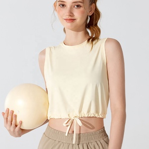 <span class=keywords><strong>T</strong></span>-<span class=keywords><strong>shirt</strong></span> senza maniche da donna abito da allenamento Casual da ragazza con canotta estiva regolabile con orlo - Product Image 4