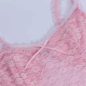 GIMILY Women Summer Sweet Girls Crop <span class=keywords><strong>Cami</strong></span> Top Casual Streetwear Sexy Basic canotta corsetto pizzo rosa vedi attraverso canotte - Product Image 6