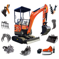Miniexcavadora KAISAN de 2 y 3 Toneladas con Motor Kubota Diésel, Control Piloto y Cabina Cerrada para Construcción Profesional