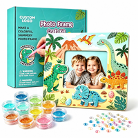 Kit d'artisanat dinosaure fait main, ensemble de décoration de cadre photo pour enfants, loisirs créatifs, gemmes, garçons de 4 à 8 ans, fête dinosaure, fabricant en gros