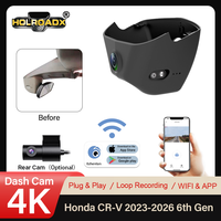 Caméra embarquée Holroadx noire 4K - Conçue sur mesure pour Honda CRV 2023-2026 - Angle large de 170 degrés - Double objectif - Enregistrement de vision nocturne