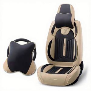 Housse de siège de voiture de luxe en cuir PU TONGHUI pour Cadillac Escalade, ensemble complet 10 places, noir, broderie fine, surpiqûres rouges, toutes saisons - Product Image 4