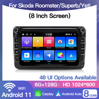 Autoradio STWEI Carplay Android GPS Stéréo Récepteur 8 Pouces Lecteur Multimédia Audio pour VW/Seat/Skoda Roomster Superb Yeti Wifi