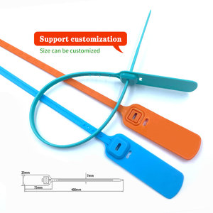 Etiqueta colgante personalizada amarilla y azul de 300mm y 400mm de largo, sello de plástico para ropa, camiseta, Material PP, etiqueta de sello de plástico a prueba de manipulaciones - Product Image 2