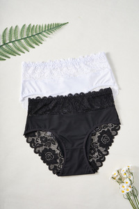 Culottes pour femmes en dentelle sexy, respirantes, amincissantes, <span class=keywords><strong>à</strong></span> séchage rapide, en polyester et élasthanne, taille mi-haute, brodées, S-2XL - Product Image 6