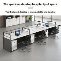 Poste de travail moderne en bois pour quatre à six personnes avec cloison de bureau, ensemble de chaises de bureau en gros, espace de travail pour employés