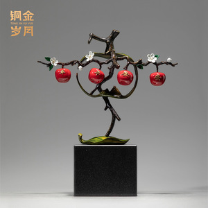 <b>Copper</b> And Gold Years Peace And Safety Brass Apple Ornament For Home Decoration Table Top Decor Housewarming Gift - Product Image 5