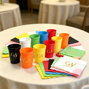 Vasos de Plástico Personalizados de Alta Calidad para Publicidad Promocional, Artículos para Bebidas de Alta Calidad para Navidad y Halloween con Servilleta - Product Image 1