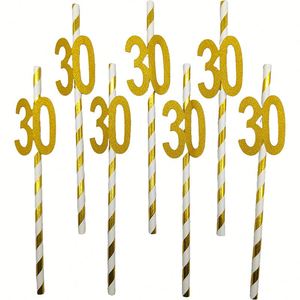 Pailles en papier biodégradables jetables pour jus, dessert, gâteau, cocktail, décorations de fête d'anniversaire - Product Image 1