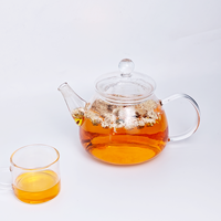 Théière en verre de 600 à 1600 ml, entièrement en verre transparent, résistante à la chaleur, pour le thé parfumé, le café froid et la préparation de boissons estivales