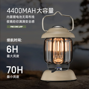 Linterna de Camping Retro Xinster, Recargable Tipo-C, Impermeable, Portátil, 3 Niveles de Intensidad, Luz Ambiental para Exteriores - Product Image 5
