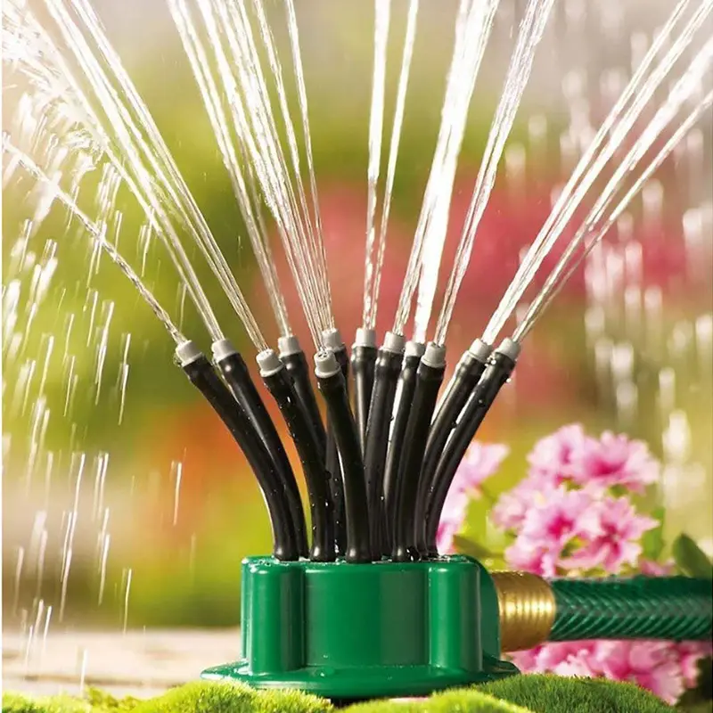 Sistema de irrigação de grama com spray de irrigação automática para jardim, sistema giratório de 360 graus com múltiplas cabeças