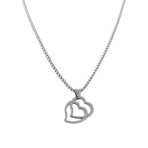 Collier avec pendentif en forme de cœur creux en acier inoxydable pour homme, cadeau à thème géométrique rétro 120128 - Product Image 3