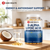 Gélules d'acide R-Alpha Lipoïque en gros 60mg à l'huile de coco, biodisponible, 240 unités pour l'énergie cellulaire et l'action antioxydante, personnalisable