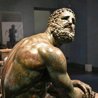 Statue grandeur nature en bronze Art déco pour extérieur Figure grecque Boxer au repos Sculpture avec moulage et impression offset à vendre